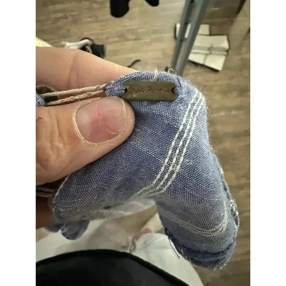 Free People Blue Striped Smocked Chambray Butterfly Maxi Dress XS - Picture 8 of 8